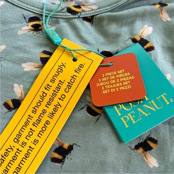 NEW Posh Peanut BEES 2pc Pajamas Shorts Set Size 5-6 Bamboo - Picture 4 of 8